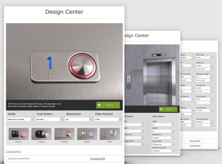 Various functionalities and features in design center.