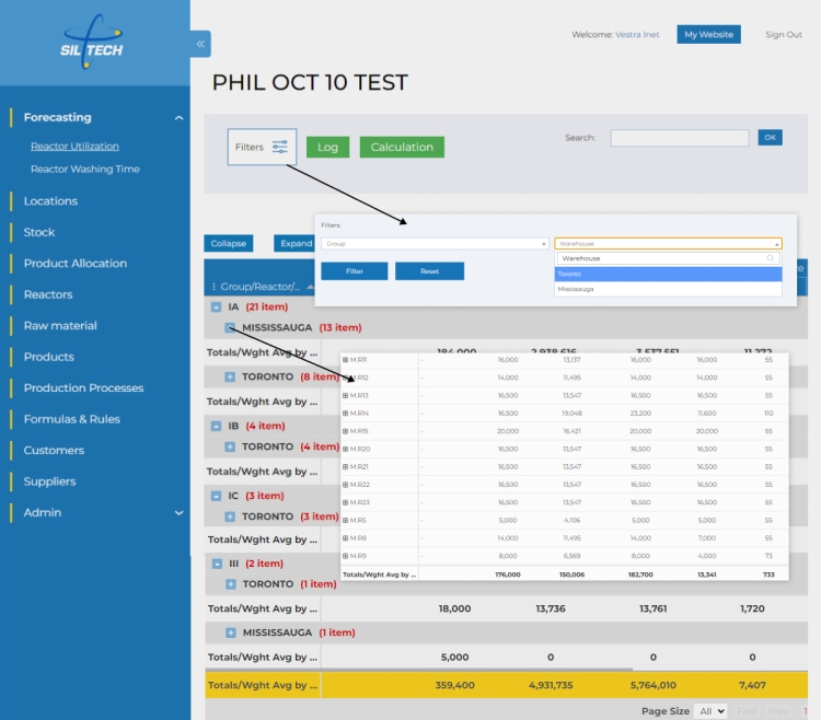 Production Forecasting System Interface